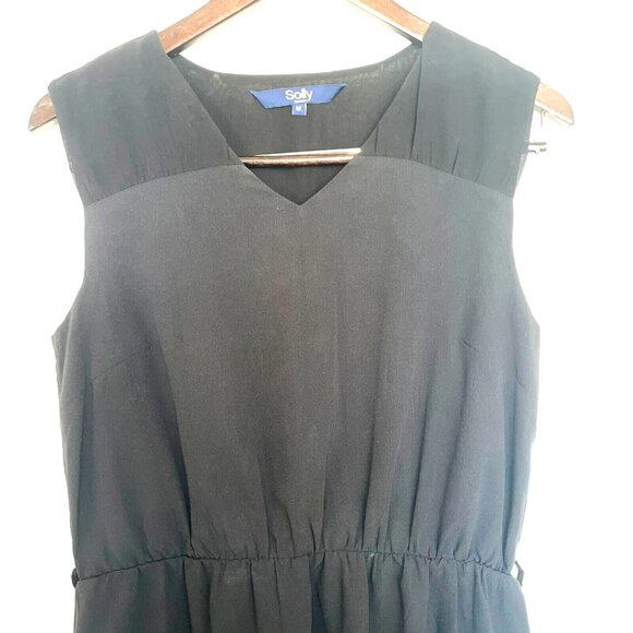 Allen Solly Women's Black Sleeveless Midi Dress Size M - Elegant Casual Summer - Picture 2 of 10